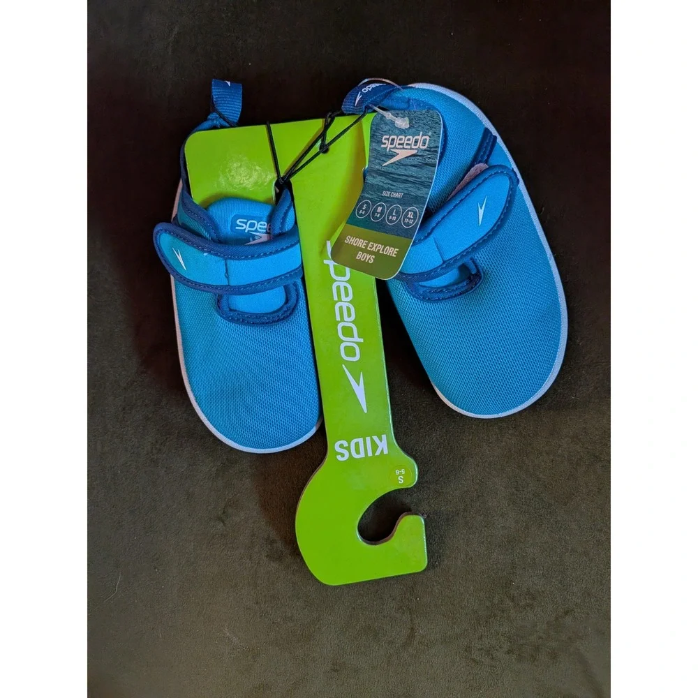 Speedo Shore Explore Boys Blue Quick Dry Mesh Water Shoes Size S 5-6 NEW